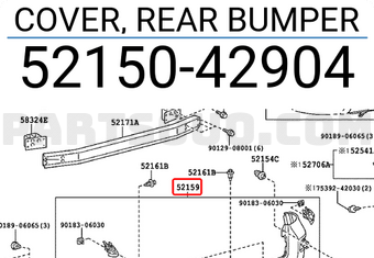 Toyota 5215042904 COVER, REAR BUMPER
