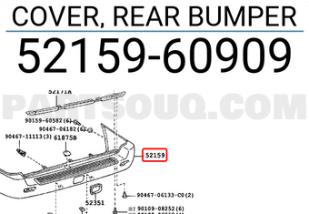 Toyota 5215960909 COVER, REAR BUMPER