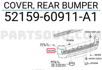 Toyota 5215960911A1 COVER, REAR BUMPER