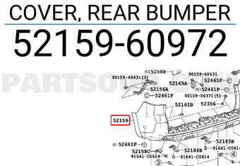 Toyota 5215960972 COVER, REAR BUMPER