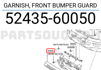 Toyota 5243560050 GARNISH, FRONT BUMPER GUARD
