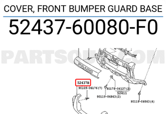 Toyota 5243760080F0 COVER, FRONT BUMPER GUARD BASE