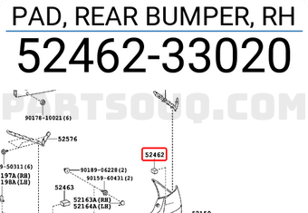 Toyota 5246233020 PAD, REAR BUMPER, RH