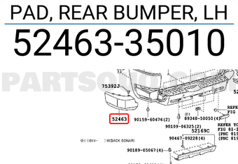 Toyota 5246335010 PAD, REAR BUMPER, LH