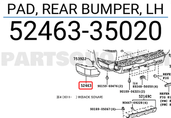 Toyota 5246335020 PAD, REAR BUMPER, LH