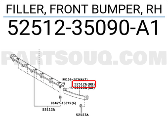 Toyota 5251235090A1 FILLER, FRONT BUMPER, RH
