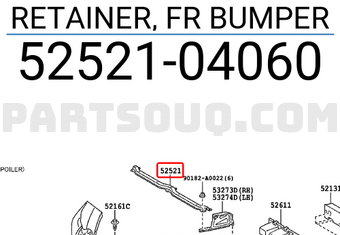 Toyota 5252104060 RETAINER, FR BUMPER