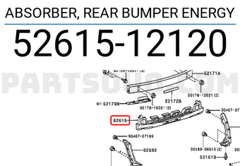 Toyota 5261512120 ABSORBER, REAR BUMPER ENERGY