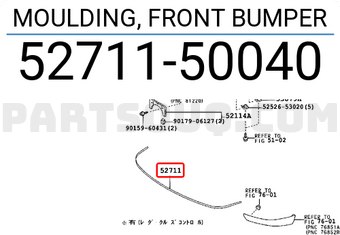 Toyota 5271150040 MOULDING, FRONT BUMPER