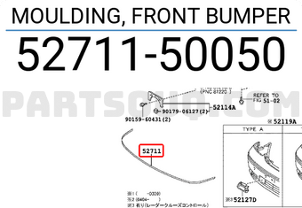 Toyota 5271150050 MOULDING, FRONT BUMPER