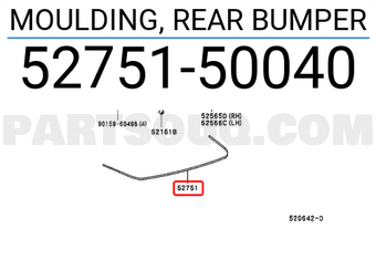 Toyota 5275150040 MOULDING, REAR BUMPER