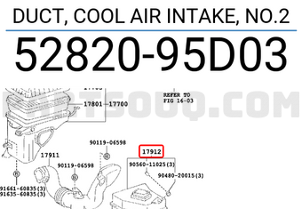 Toyota 5282095D03 DUCT, COOL AIR INTAKE, NO.2