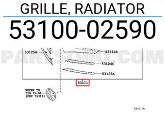Toyota 5310002590 GRILLE, RADIATOR