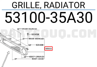 Toyota 5310035A30 GRILLE, RADIATOR