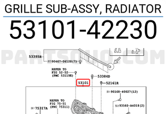 Toyota 5310142230 GRILLE SUB-ASSY, RADIATOR