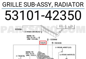 Toyota 5310142350 GRILLE SUB-ASSY, RADIATOR