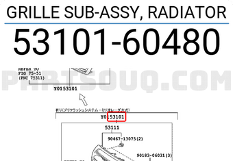 Toyota 5310160480 GRILLE SUB-ASSY, RADIATOR