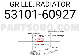 Toyota 5310160927 GRILLE, RADIATOR