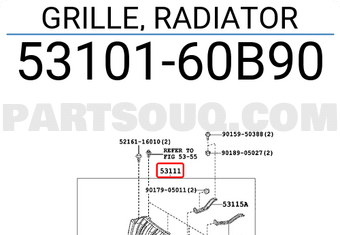 Toyota 5310160B90 GRILLE, RADIATOR