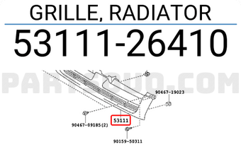 Toyota 5311126410 GRILLE, RADIATOR