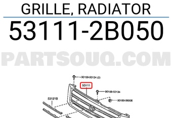 Toyota 531112B050 GRILLE, RADIATOR