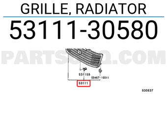 Toyota 5311130580 GRILLE, RADIATOR