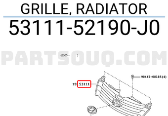 Toyota 5311152190J0 GRILLE, RADIATOR