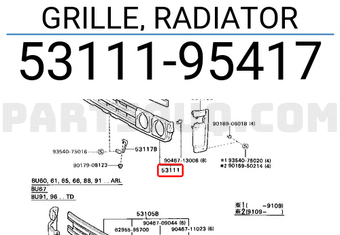 Toyota 5311195417 GRILLE, RADIATOR