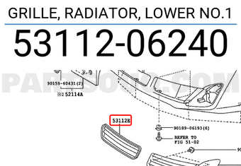 Toyota 5311206240 GRILLE, RADIATOR, LOWER NO.1