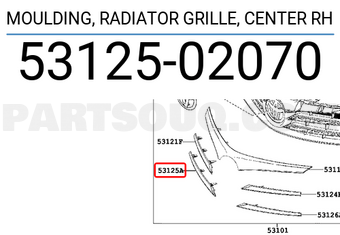Toyota 5312502070 MOULDING, RADIATOR GRILLE, CENTER RH
