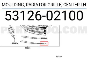 Toyota 5312602100 MOULDING, RADIATOR GRILLE, CENTER LH