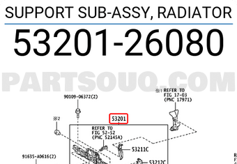 Toyota 5320126080 SUPPORT SUB-ASSY, RADIATOR