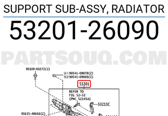 Toyota 5320126090 SUPPORT SUB-ASSY, RADIATOR