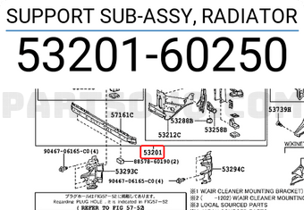 Toyota 5320160250 SUPPORT SUB-ASSY, RADIATOR