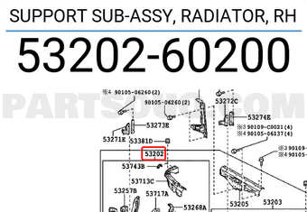 Toyota 5320260200 SUPPORT SUB-ASSY, RADIATOR, RH