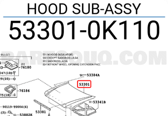 Toyota 533010K110 HOOD SUB-ASSY