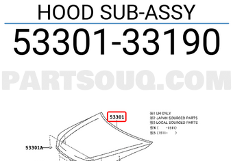 Toyota 5330133190 HOOD SUB-ASSY