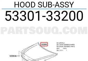 Toyota 5330133200 HOOD SUB-ASSY