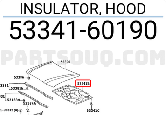 Toyota 5334160190 INSULATOR, HOOD