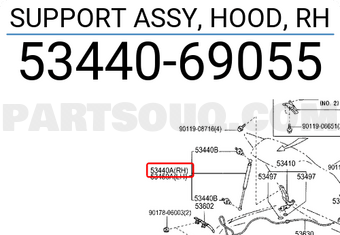 Toyota 5344069055 SUPPORT ASSY, HOOD, RH
