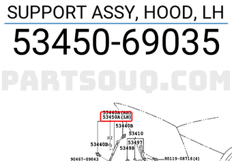Toyota 5345069035 SUPPORT ASSY, HOOD, LH