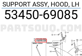 Toyota 5345069085 SUPPORT ASSY, HOOD, LH