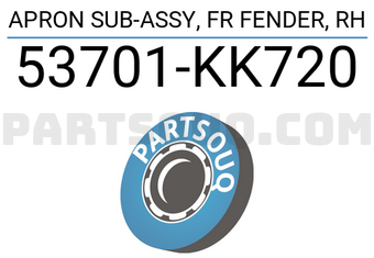 Toyota 53701KK720 APRON SUB-ASSY, FR FENDER, RH