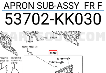 Toyota 53702KK030 APRON SUB-ASSY FR F