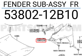 Toyota 5380212B10 FENDER SUB-ASSY FR