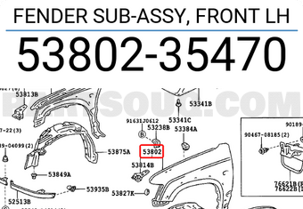 Toyota 5380235470 FENDER SUB-ASSY, FRONT LH