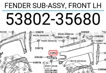 Toyota 5380235680 FENDER SUB-ASSY, FRONT LH