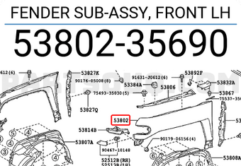 Toyota 5380235690 FENDER SUB-ASSY, FRONT LH