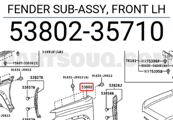 Toyota 5380235710 FENDER SUB-ASSY, FRONT LH