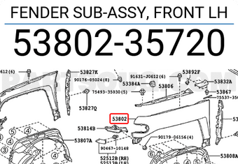 Toyota 5380235720 FENDER SUB-ASSY, FRONT LH